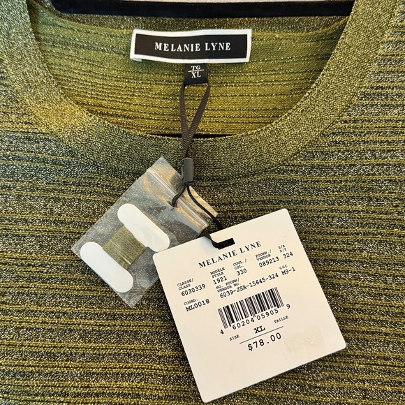 Melanie Lyne Shell XL • Metallic Green Sparkle Knit Top • NWT • Evening Glam - Picture 4 of 9